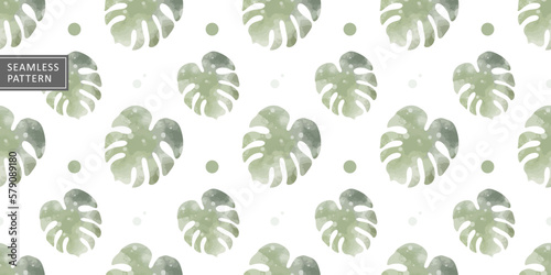 Vector tropical seamless pattern with monstera leaves for textiles, covers, wallpapers, decor