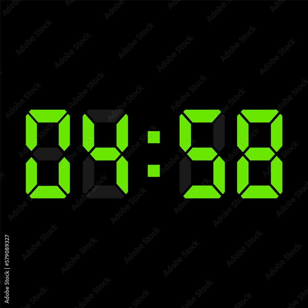 Digital clock vector illustration, time icon Digital clock vector illustration, time icon