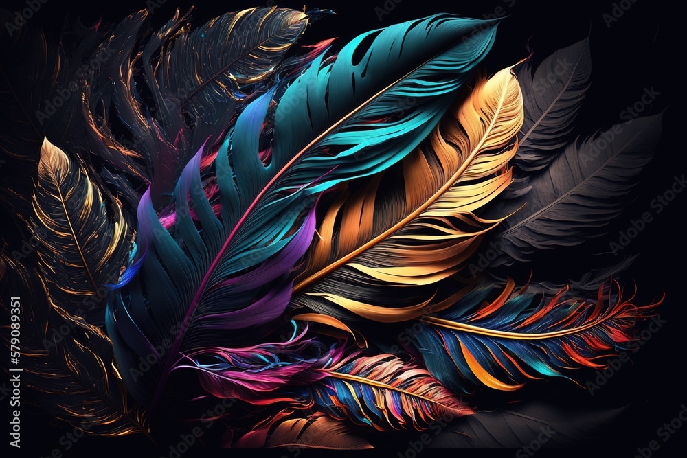 Fototapeta premium feather on black background. Generative AI