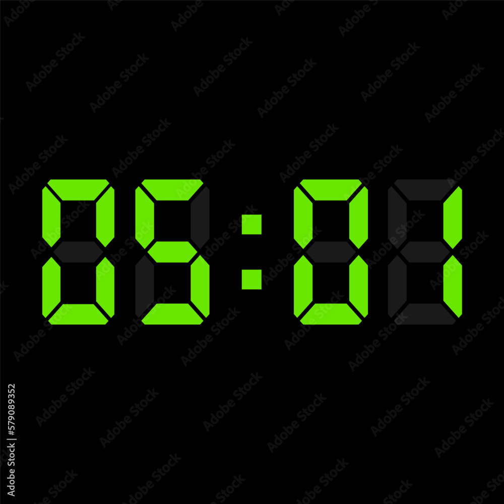Digital clock vector illustration, time icon Digital clock vector illustration, time icon