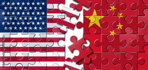 Canvas Print Chinese American Challenges and China United States dispute or economic puzzle a