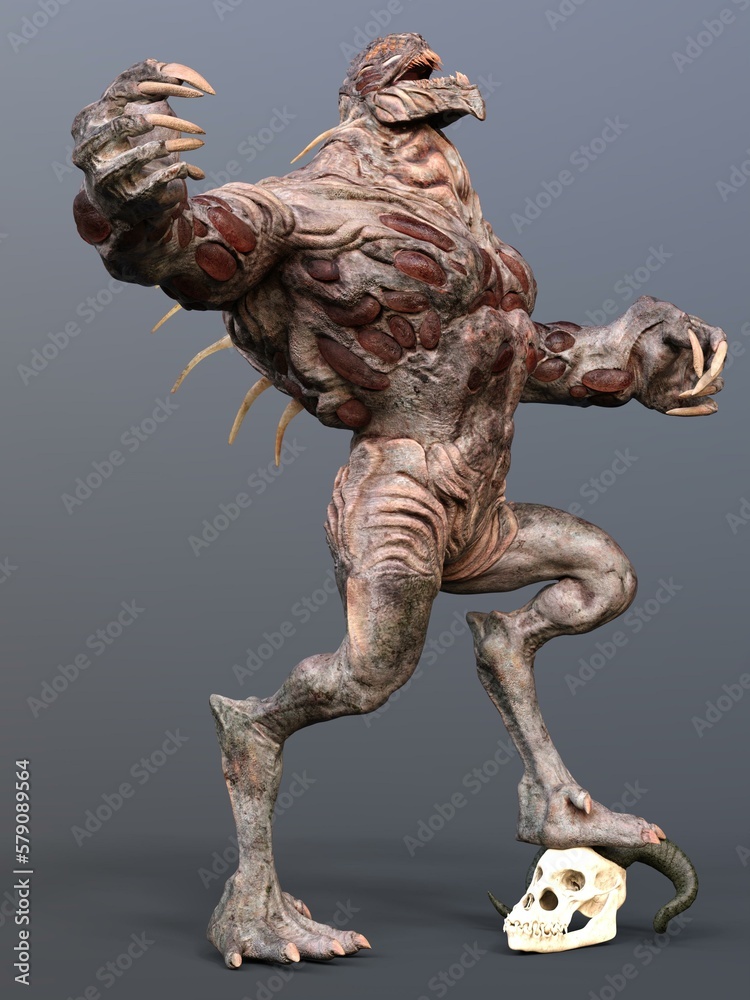 3D-illustration of an isolated dangerous alien very strong with razor-sharp fingernails 3D-illustration of an isolated dangerous alien very strong with razor-sharp fingernails