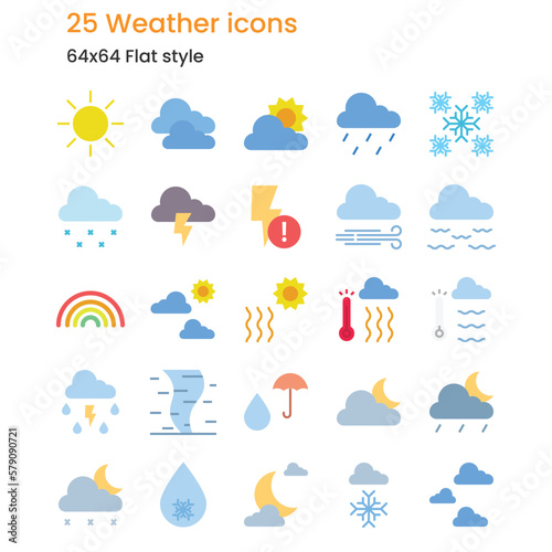 Set of Weather icons, flat style