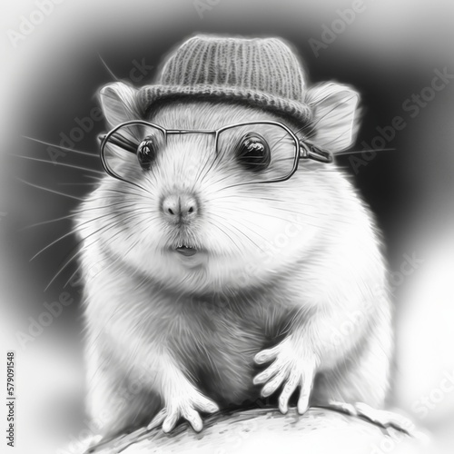 Hamster wearing glasses