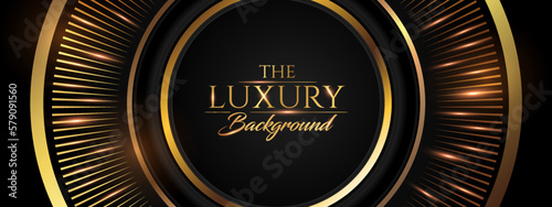 Black Golden Shimmer Awards Graphics Background Circle Round Sphere Ring Celebration Entertainment Light Template Frame Line Luxury Premium Corporate Abstract Design Template Banner Certificate
