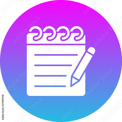 Notepad Gradient Circle Glyph Inverted Icon