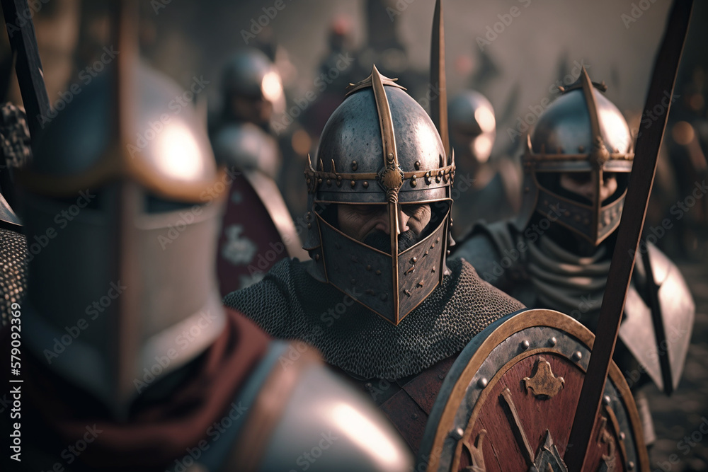 Medieval Math Battle fantasy medieval battle, created by a neural network, Generative AI ...