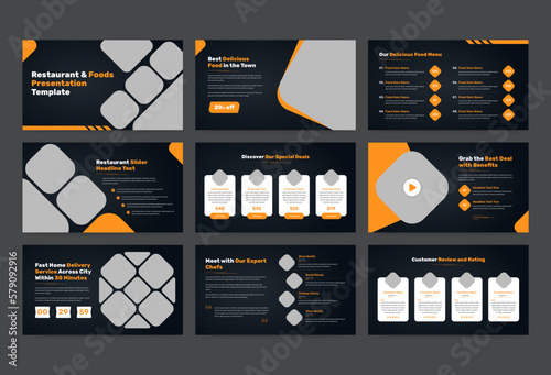 Minimalist dark food and restaurant template design