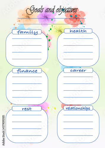 Template for printing an annual,monthly planner