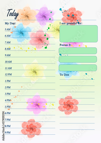 Template for printing a daily planner