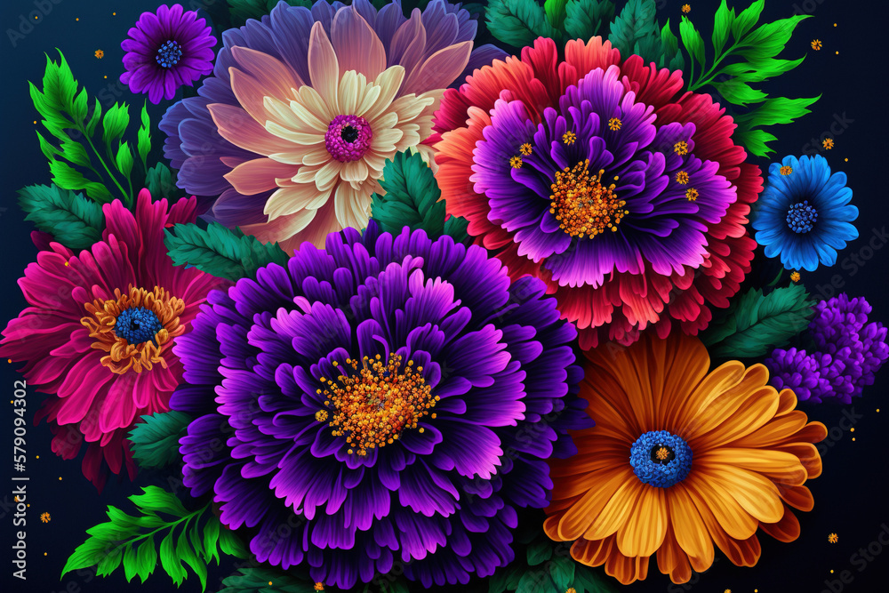 Fototapeta premium Abstract flowers background. AI