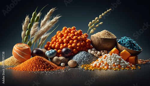 Various groats cereals food photography photorealistic detailed