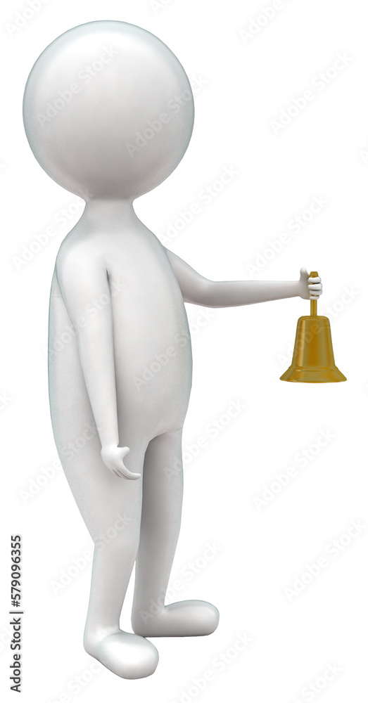 3d man holding bell in hands concept 3d man holding bell in hands concept