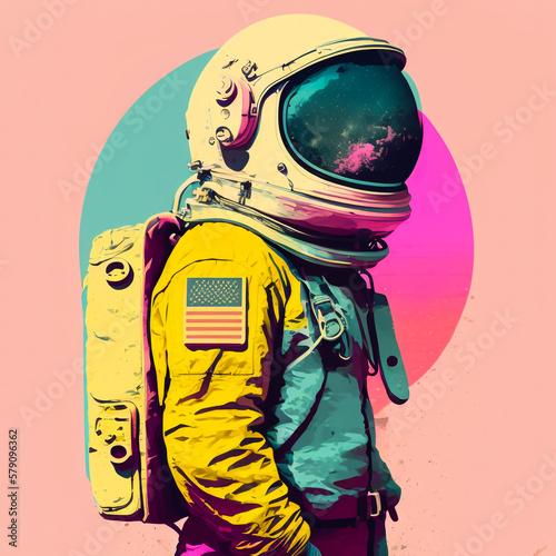 Pink Blue yellow astronaut  photo