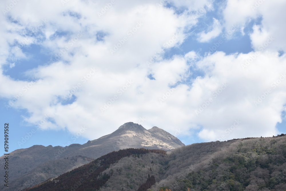 mountain slope and cloudy background in sunshine day on Japan