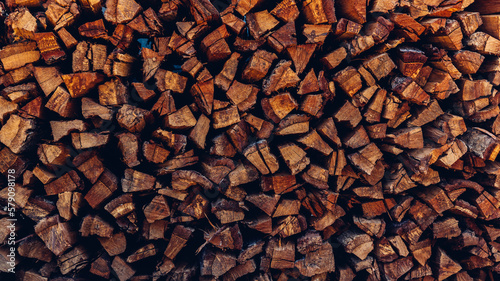 Obraz na płótnie Pile of wood logs storage for industry