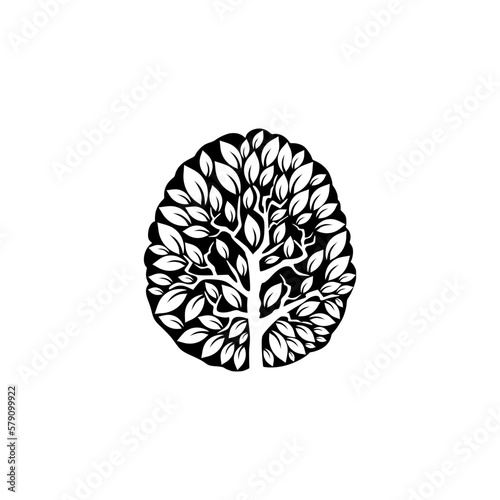 Brain Tree Icon Logo Design Element isolated on white background