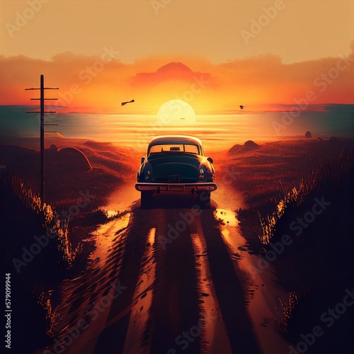 Car before sunset