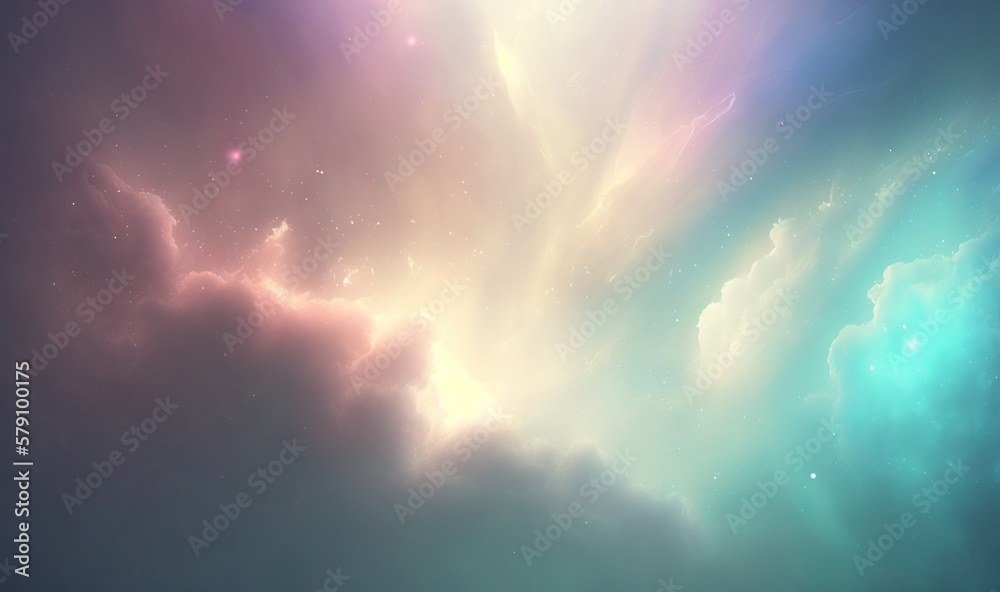 a colorful sky with clouds and stars in the sky and a blue sky with ...