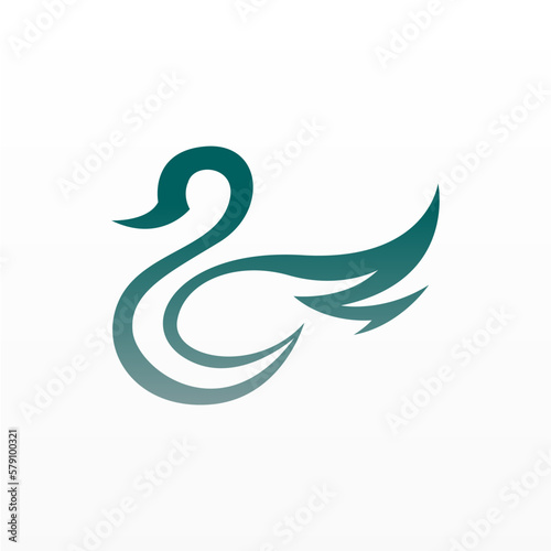 Fototapeta Naklejka Na Ścianę i Meble -  Simple swan logo design. Poultry logo template. Beautiful winged animal logo