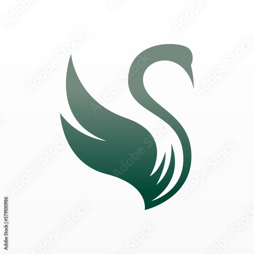 Fototapeta Naklejka Na Ścianę i Meble -  Simple swan logo design. Poultry logo template. Beautiful winged animal logo