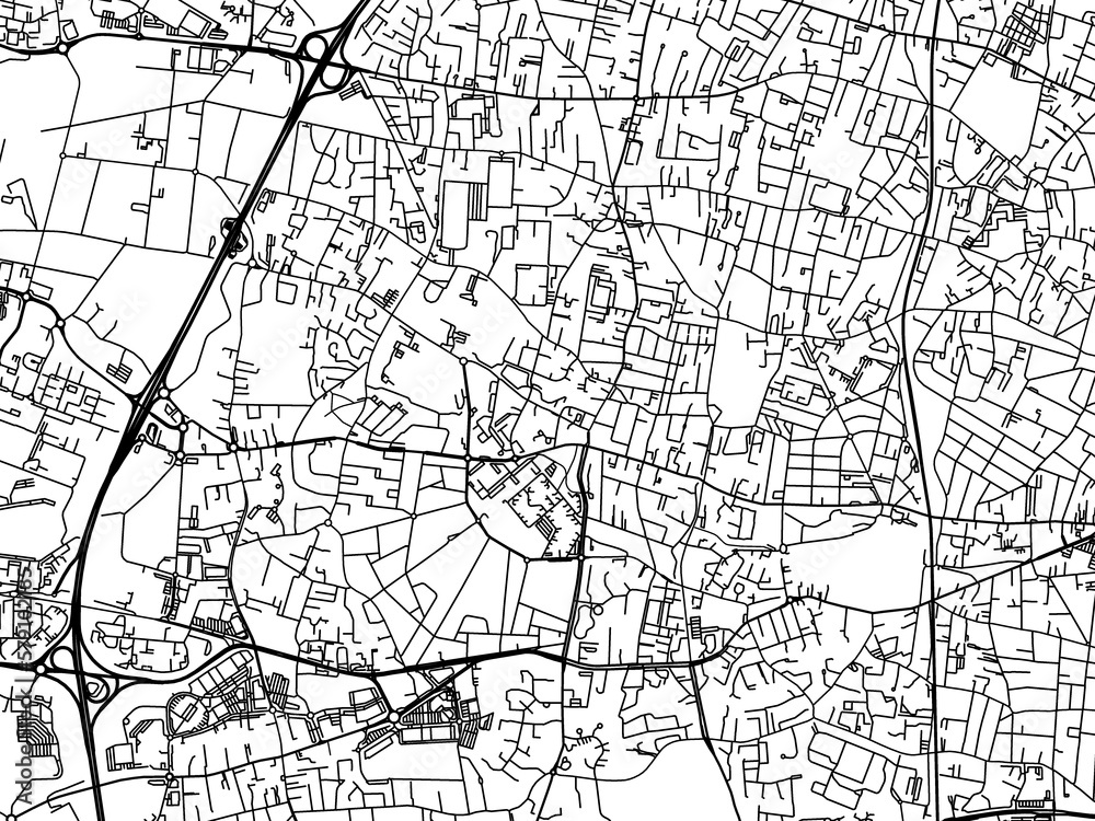 Road map of the city of  Merignac in France on a transparent background.