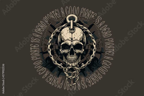 Skull pirate vector illustration for t-shirt