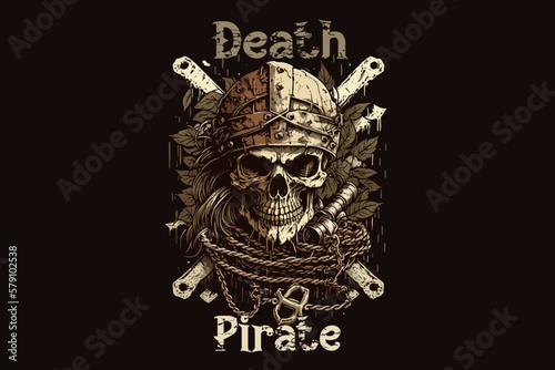 Skull pirate vector illustration for t-shirt