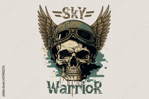 Skull sky warrior vector illustration for t-shirt