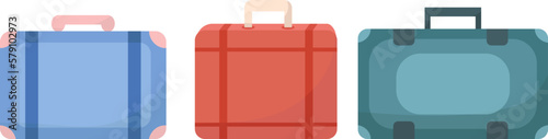 suitcases set in flat style isolated, vector