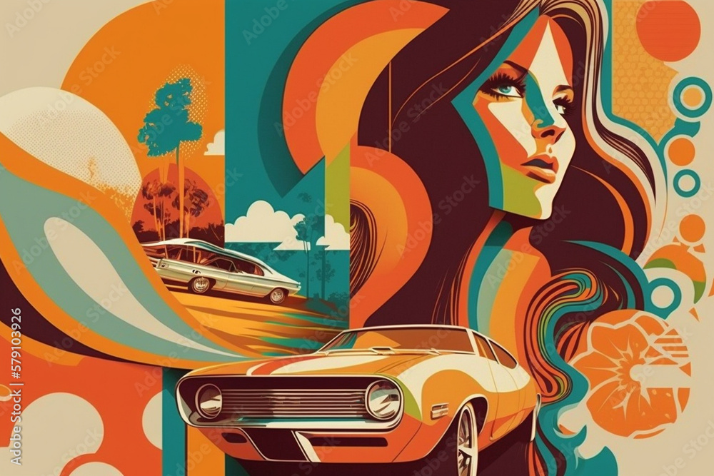 a car in the style of the 70s, created by a neural network, Generative