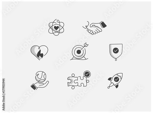 Core values vector icon set.