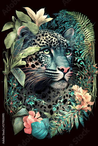 Jaguar-Leopard in the jungle. Generative AI © EKH-Pictures