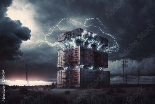 HAARP, ionosphere with powerful electromagnetic radiation, created by a neural network, Generative AI technology