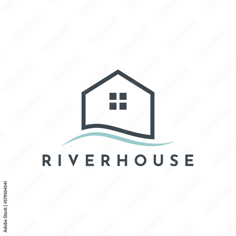 River house wave real estate logo design