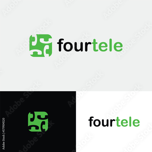 Four Tele minimal mongram logo design miniamlist logo design photo