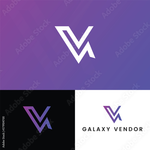 Galaxy Vendor Iconic Logo Design Template fully editable V Logo