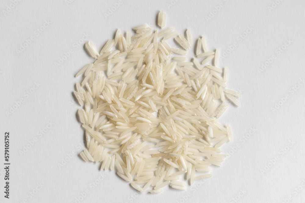 Basmati long rice on white background Basmati long rice on white background