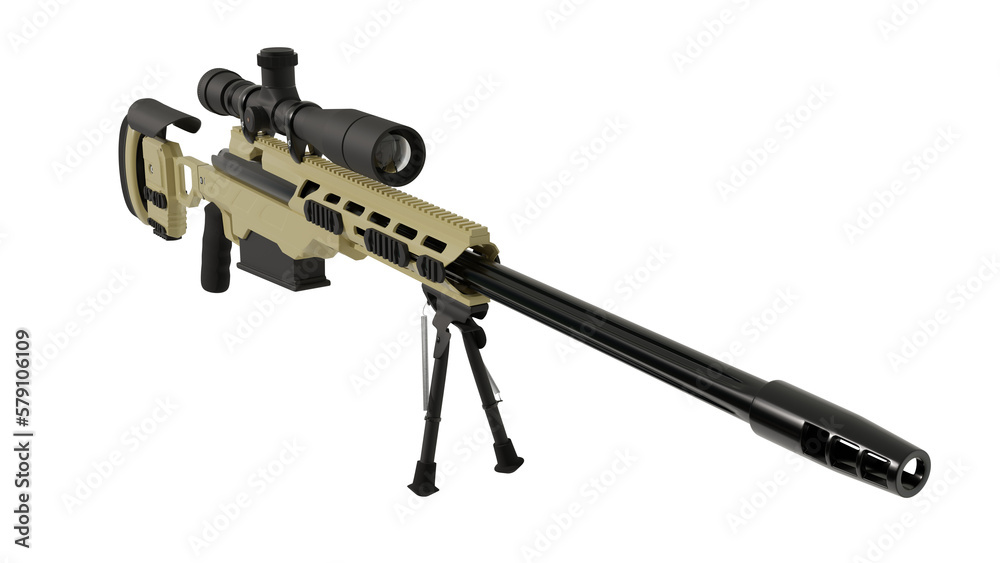 Sniper rifle Cadex. White background. 3D illustration Sniper rifle Cadex. White background. 3D illustration