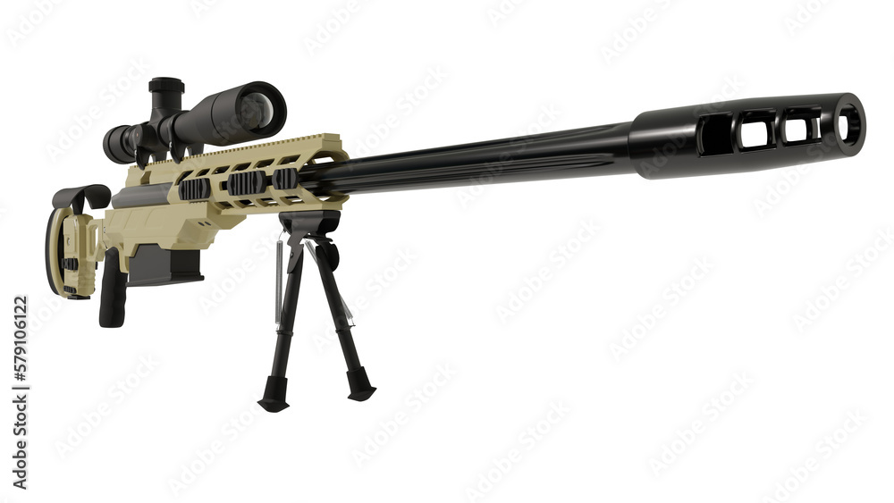 Sniper rifle Cadex. White background. 3D illustration Sniper rifle Cadex. White background. 3D illustration