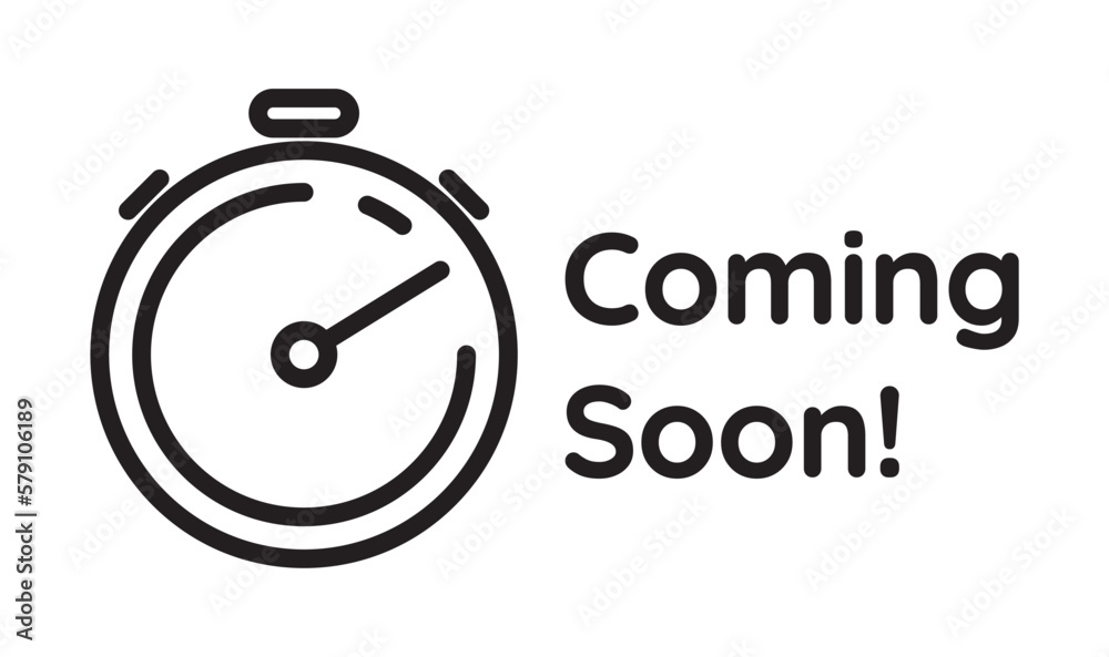 Coming soon vector flat icon.