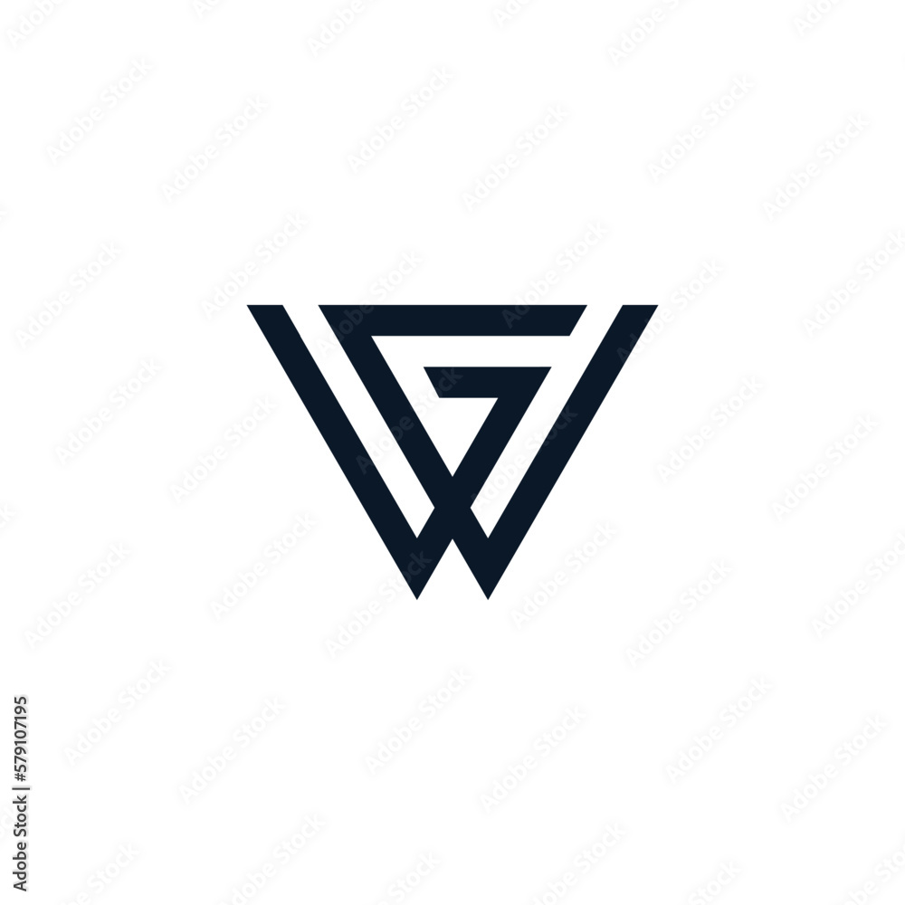 Minimalist line art letter triangle GW logo. Minimalist line art letter triangle GW logo.