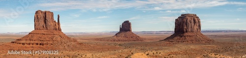 Monument Valley with West and East Mittens, from top of valley