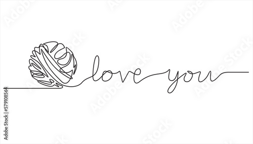 Chaos and love you abstract minimalist concept vector illustration. Metaphor of disorganized difficult problem, mess with black single continuous tangle thread in need of unraveling isolated on white