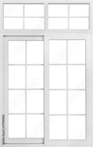 Real vintage house window frame isolated on white background