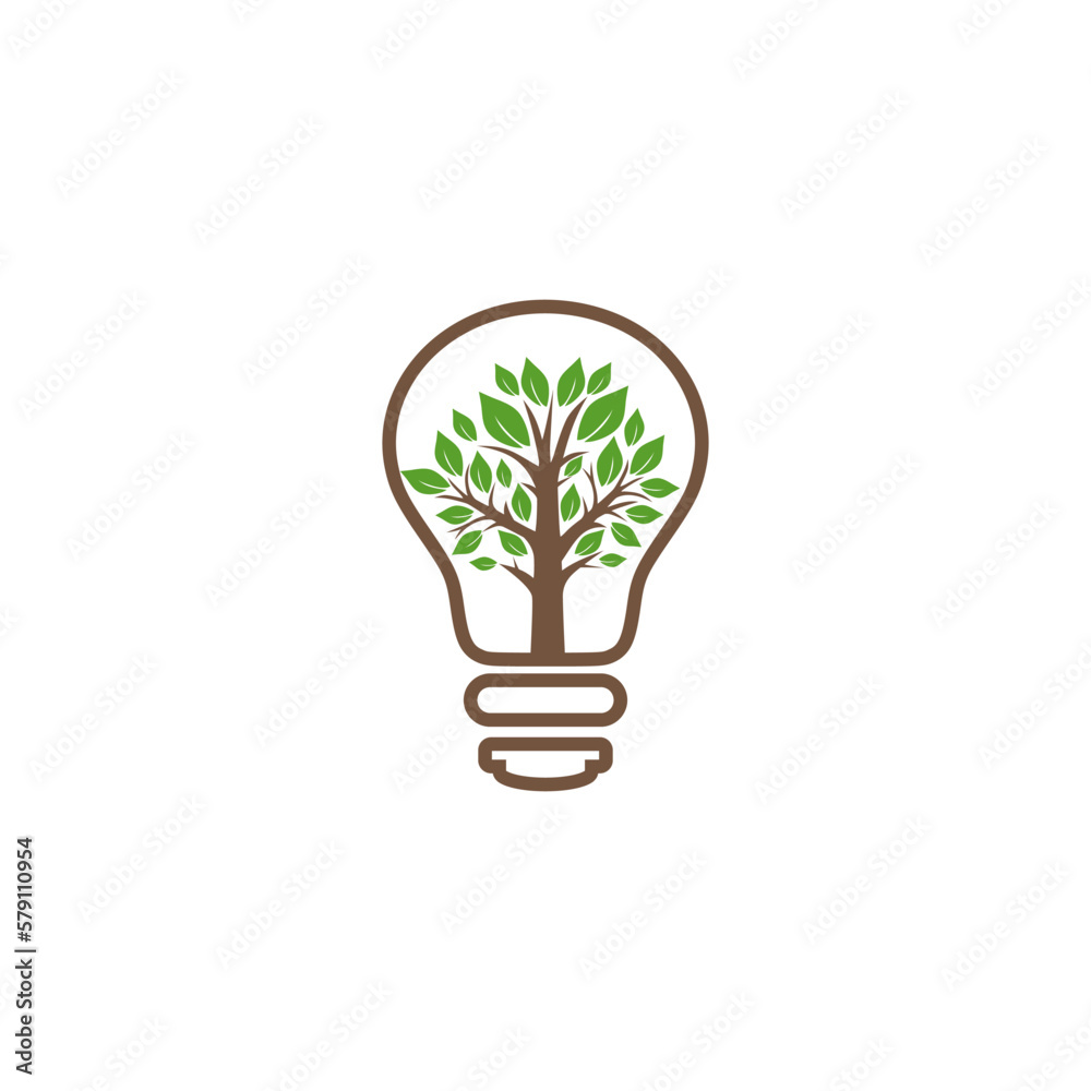Idea Tree Icon Logo Design Element isolated on white background