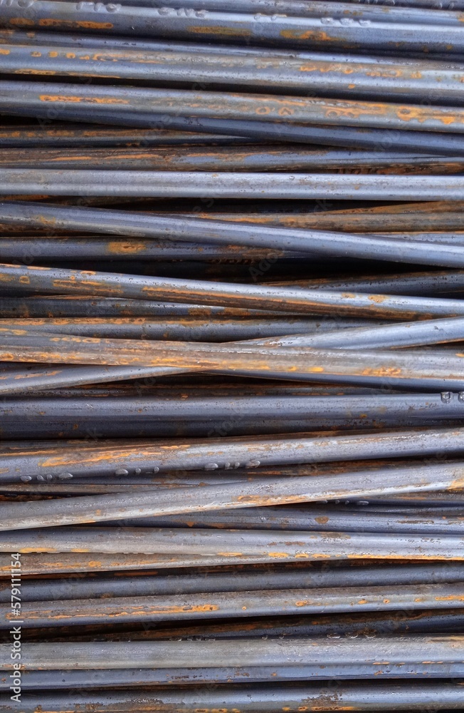 close up steel bar or steel reinforcement bar in the construction site