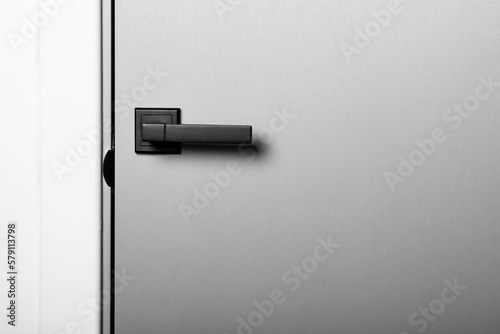 Minimalistic gray interior door with black door handle