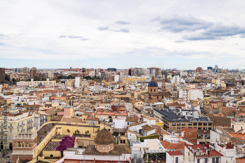 Aerial view of the city of Valencia. Valencia - Spain