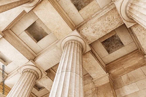 Fotografia, Obraz Antique stone column of a old building close-up.